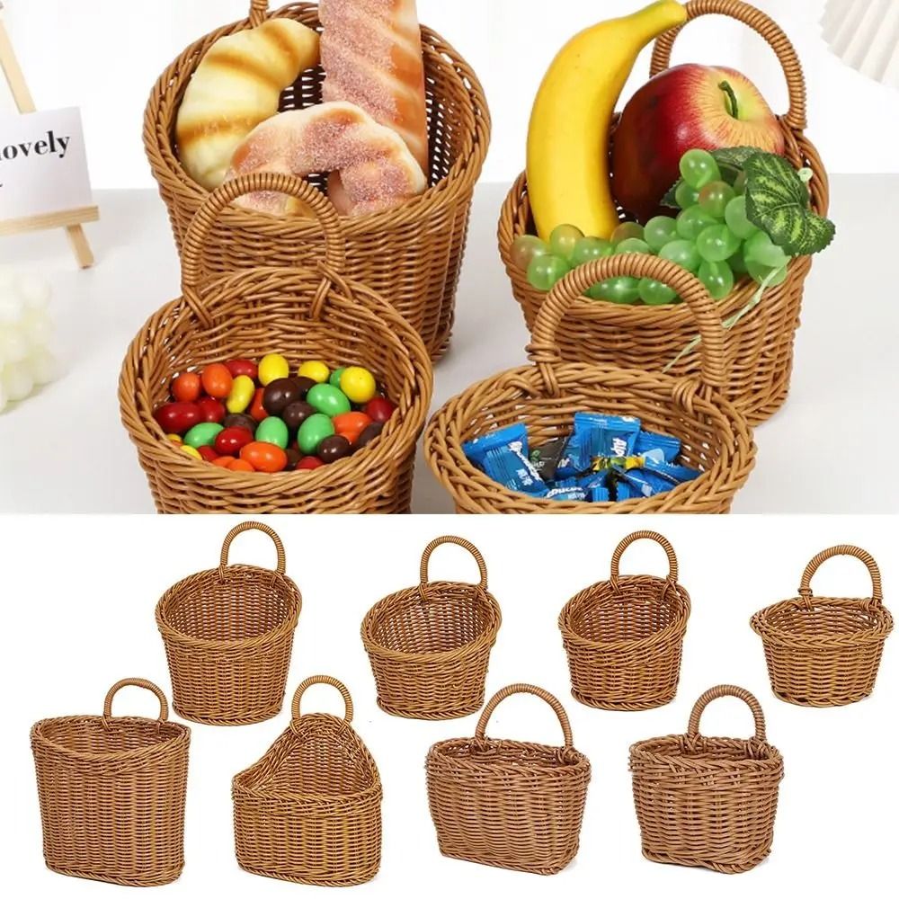 Imitation Rattan Kitchen Storage Basket – Hand-Woven Hanging Pouch – High-Yield Logistical Interaction Hub