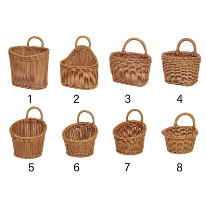Imitation Rattan Kitchen Storage Basket – Hand-Woven Hanging Pouch – High-Yield Logistical Interaction Hub
