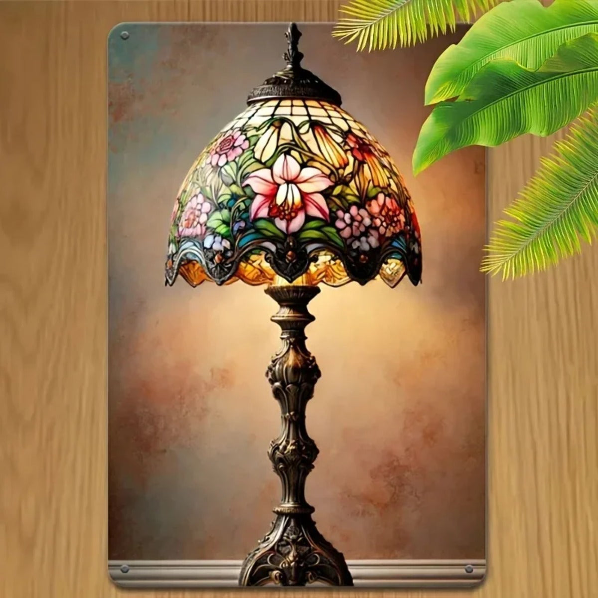 Vintage Floral Glass Table Lamp Art for Cozy Bedroom Decor