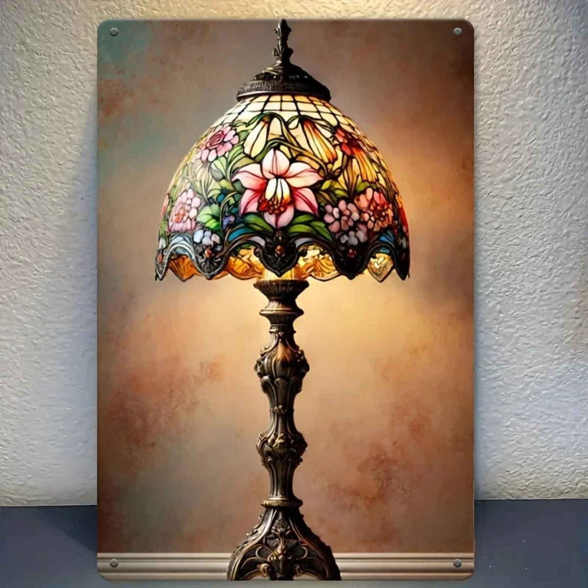 Vintage Floral Glass Table Lamp Art for Cozy Bedroom Decor