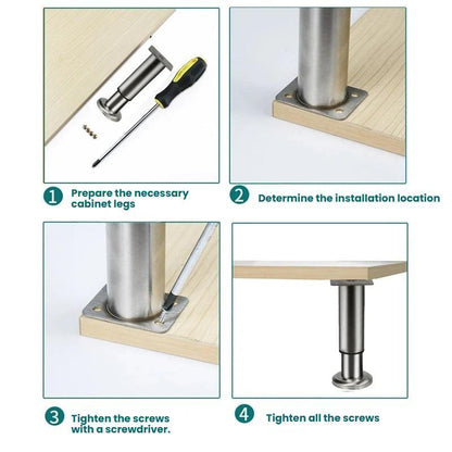 Adjustable Furniture Legs Stainless Steel Heavy Duty Telescopic Support Feet for Cabinets Sofas Beds