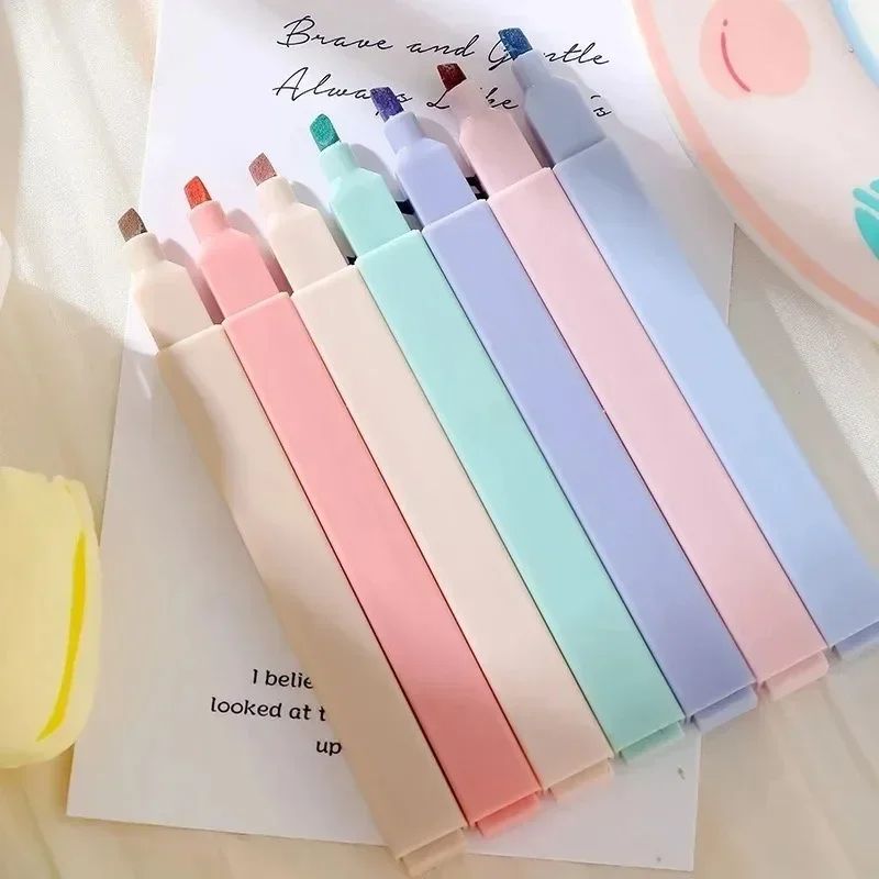 SoftTone Pastel Highlighters Kawaii Stationery Set – 6 Pack Mild Color Markers