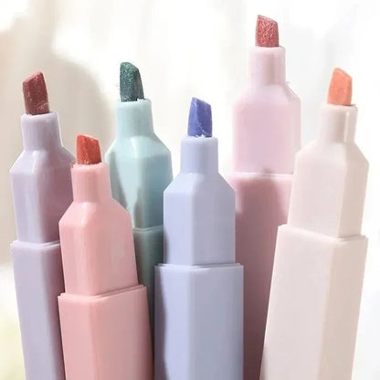 SoftTone Pastel Highlighters Kawaii Stationery Set – 6 Pack Mild Color Markers