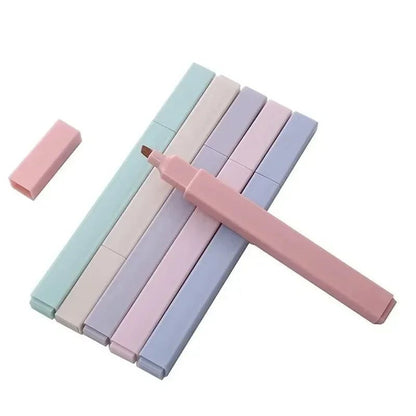 SoftTone Pastel Highlighters Kawaii Stationery Set – 6 Pack Mild Color Markers