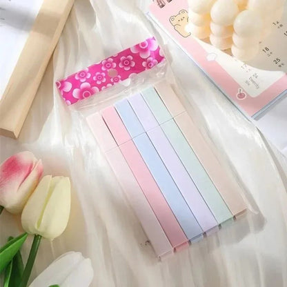 SoftTone Pastel Highlighters Kawaii Stationery Set – 6 Pack Mild Color Markers