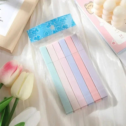 SoftTone Pastel Highlighters Kawaii Stationery Set – 6 Pack Mild Color Markers