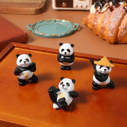 Mini Kung Fu Panda Garden Figurines Set – Cute PVC Panda Statues for Bonsai, Fairy Garden & Home Decor