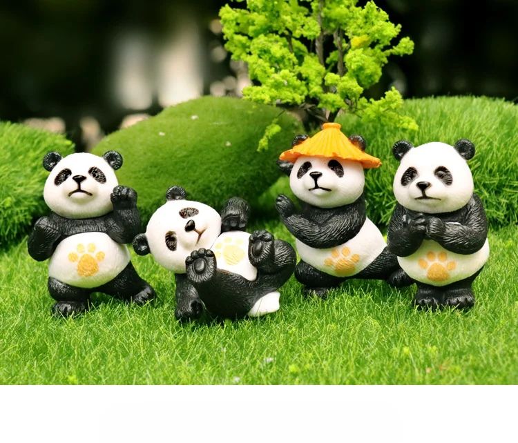 Mini Kung Fu Panda Garden Figurines Set – Cute PVC Panda Statues for Bonsai, Fairy Garden & Home Decor