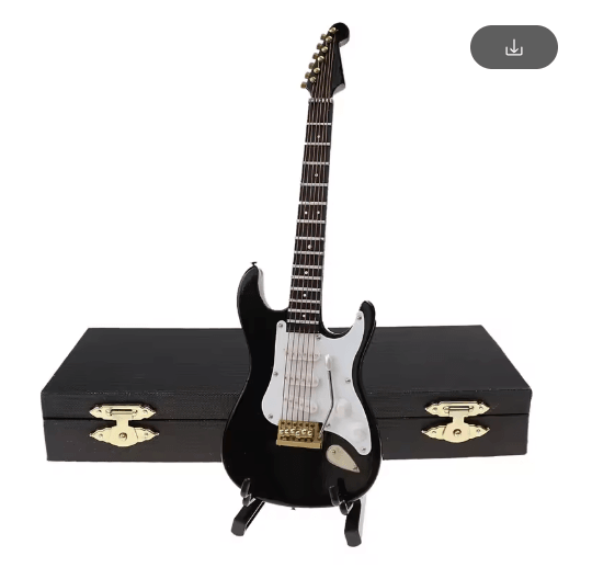 Mini Wooden Guitar Decor Musical Instrument Model with Display Stand