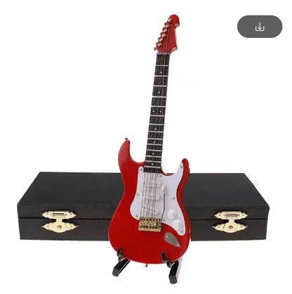 Mini Wooden Guitar Decor Musical Instrument Model with Display Stand