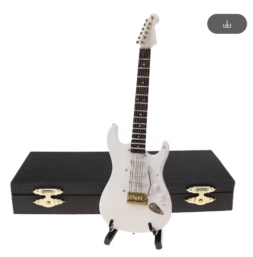 Mini Wooden Guitar Decor Musical Instrument Model with Display Stand