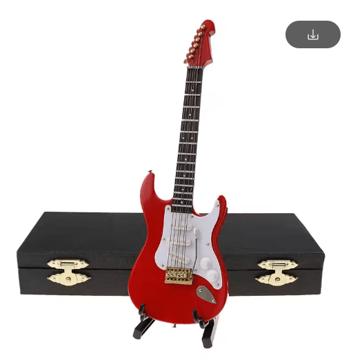 Mini Wooden Guitar Decor Musical Instrument Model with Display Stand