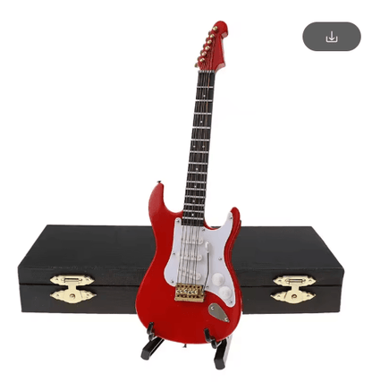 Mini Wooden Guitar Decor Musical Instrument Model with Display Stand