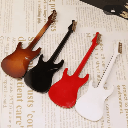 Mini Wooden Guitar Decor Musical Instrument Model with Display Stand