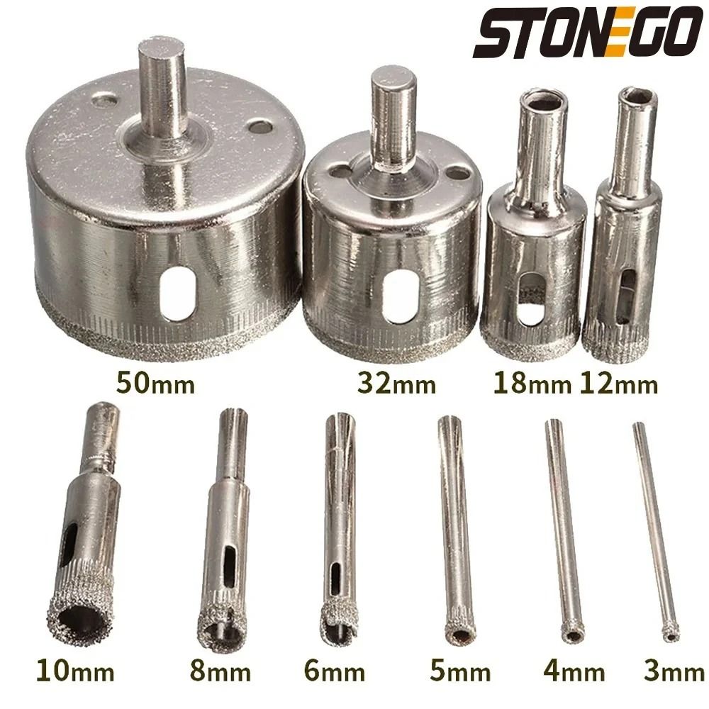 10-Piece Diamond-Coated Core Drill Bit Set