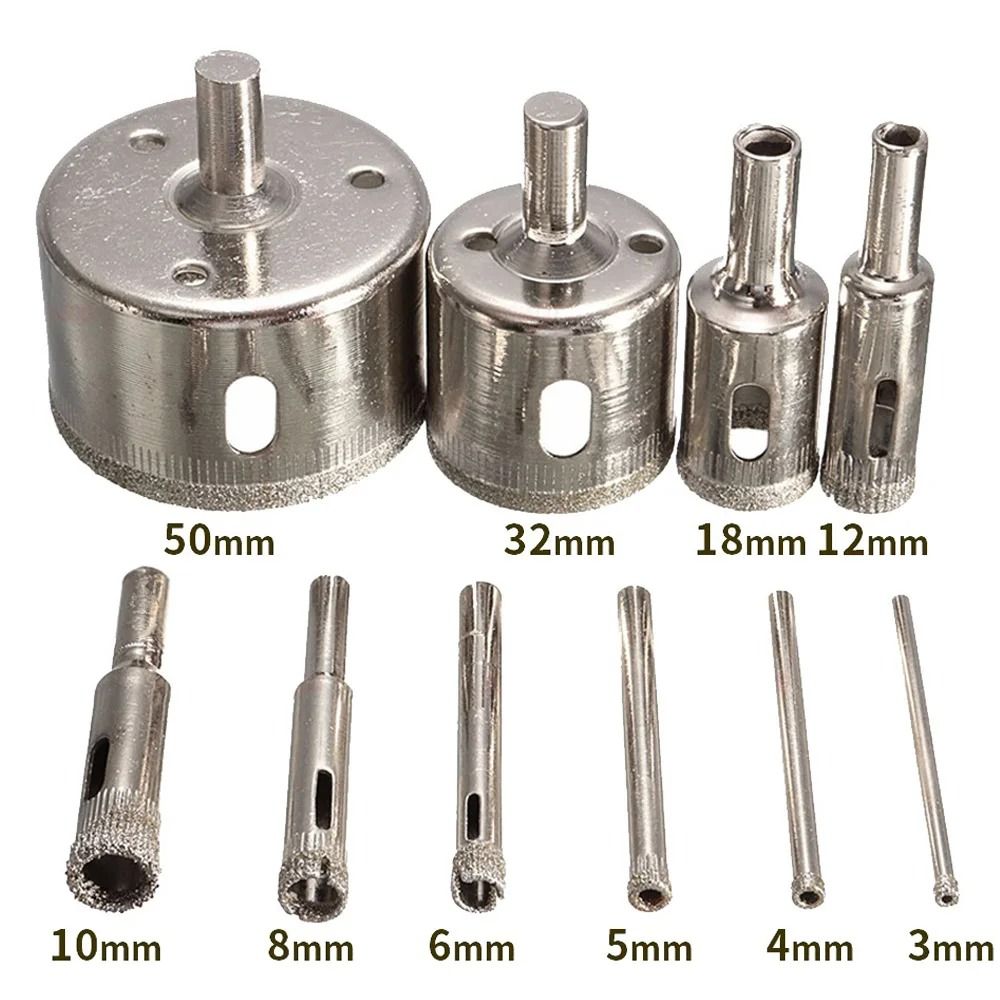 10-Piece Diamond-Coated Core Drill Bit Set