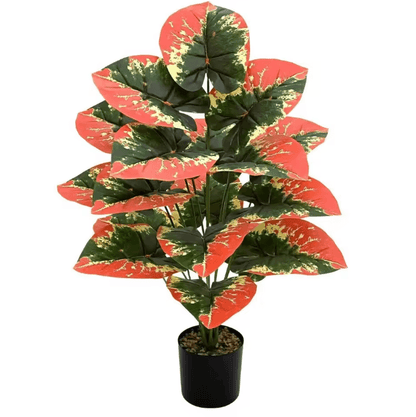 Color Block Artificial Tropical Plant – 24-Leaf Decorative Faux Greenery for Indoor & Outdoor Spaces