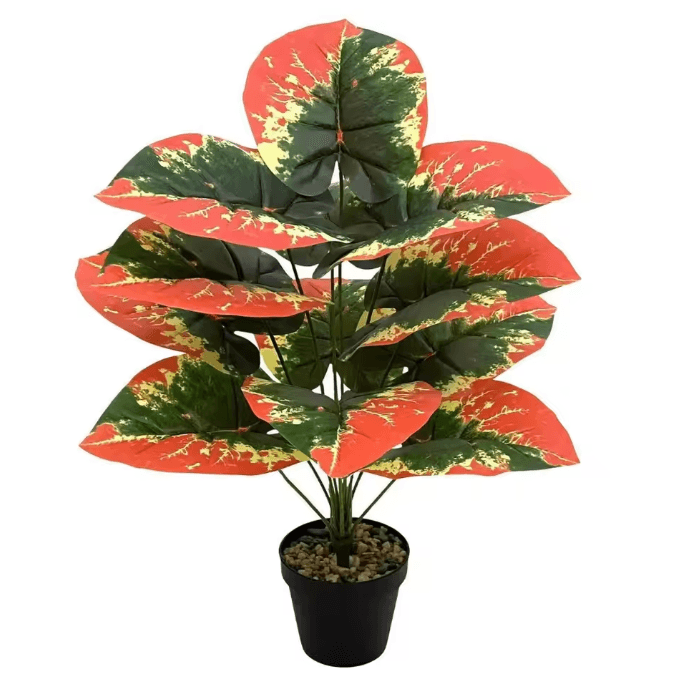 Color Block Artificial Tropical Plant – 24-Leaf Decorative Faux Greenery for Indoor & Outdoor Spaces