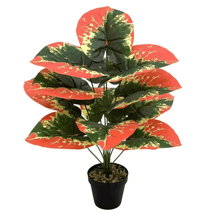 Color Block Artificial Tropical Plant – 24-Leaf Decorative Faux Greenery for Indoor & Outdoor Spaces
