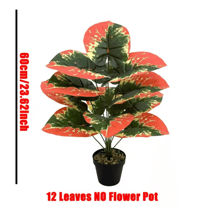 Color Block Artificial Tropical Plant – 24-Leaf Decorative Faux Greenery for Indoor & Outdoor Spaces