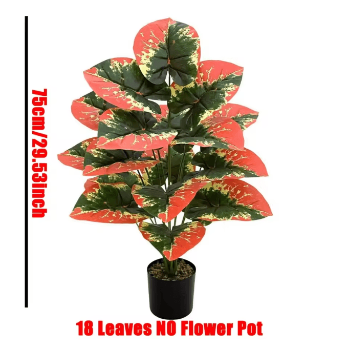 Color Block Artificial Tropical Plant – 24-Leaf Decorative Faux Greenery for Indoor & Outdoor Spaces