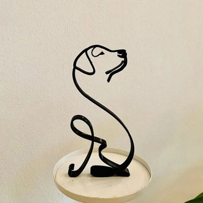 Modern Wrought Iron Dog Figurine Abstract Animal Sculpture Home Decor