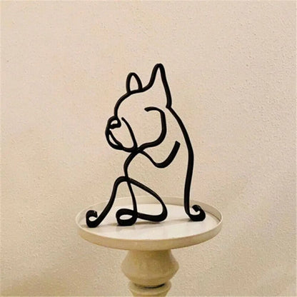 Modern Wrought Iron Dog Figurine Abstract Animal Sculpture Home Decor