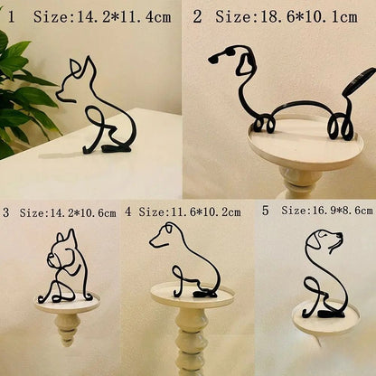 Modern Wrought Iron Dog Figurine Abstract Animal Sculpture Home Decor