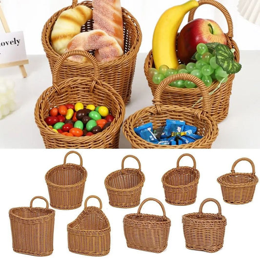 Rattan Storage Basket Hanging Kitchen Fruit Vegetable Organizer