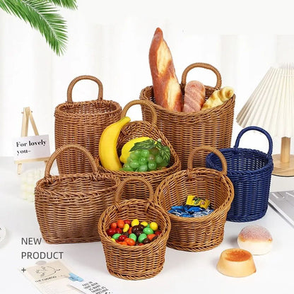 Rattan Storage Basket Hanging Kitchen Fruit Vegetable Organizer