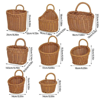 Rattan Storage Basket Hanging Kitchen Fruit Vegetable Organizer