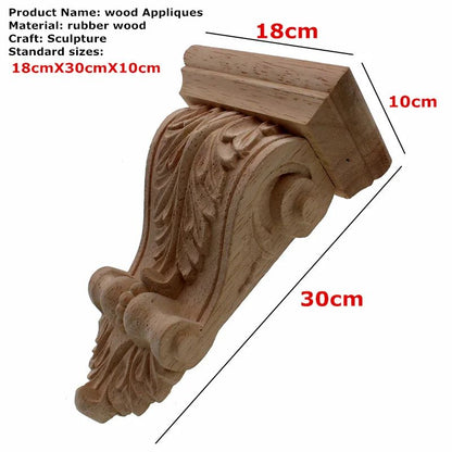 RUNBAZEF Oak Wood Carved Applique – European Vintage Floral Furniture Decor