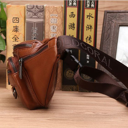Genuine Leather Waist Fanny Pack for Men Retro Crossbody Sling Bag for Travel and Everyday Use