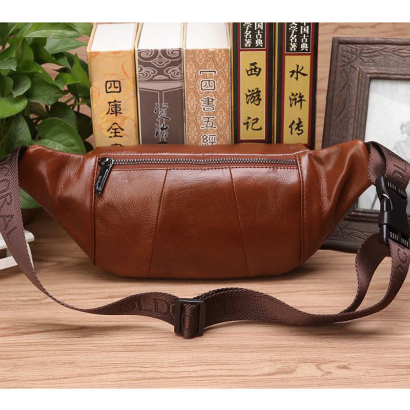 Genuine Leather Waist Fanny Pack for Men Retro Crossbody Sling Bag for Travel and Everyday Use