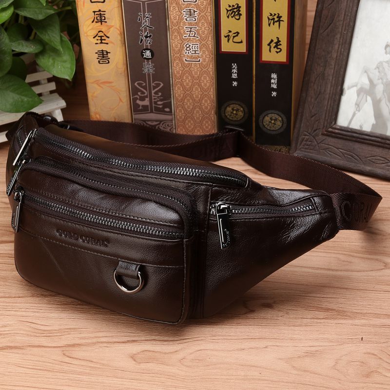 Genuine Leather Waist Fanny Pack for Men Retro Crossbody Sling Bag for Travel and Everyday Use