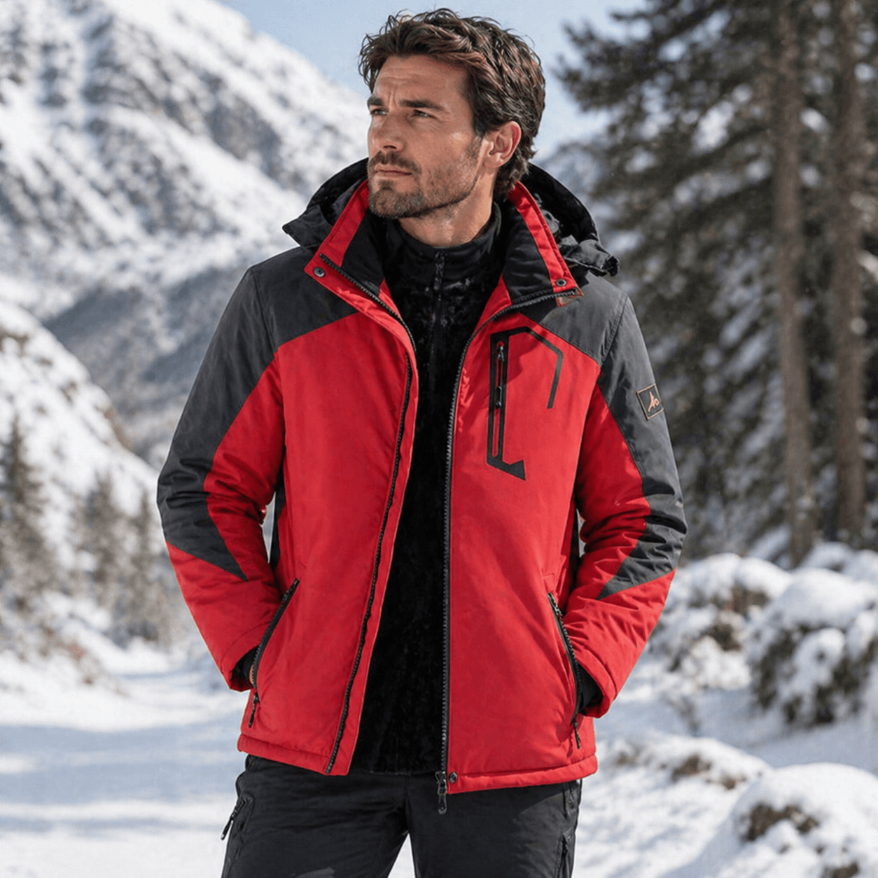 Mens Heavy Duty Winter Parka with Fur Hood and Windproof Warm Lining