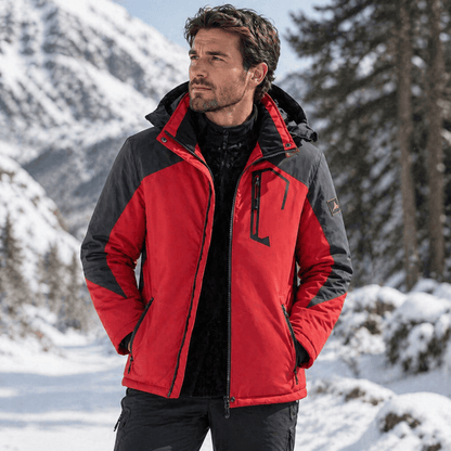 Mens Heavy Duty Winter Parka with Fur Hood and Windproof Warm Lining
