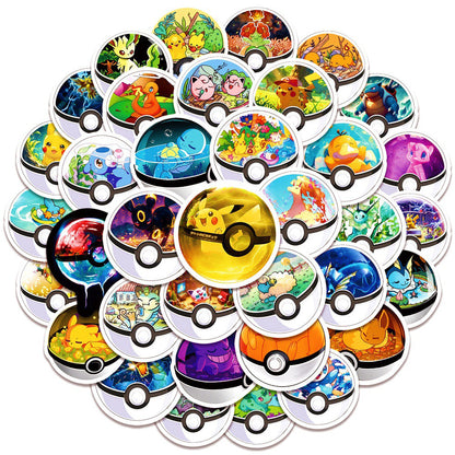 Kawaii Pokemon Stickers Waterproof Pikachu, Poke Ball Decals for Kids Laptops, Skateboards & More