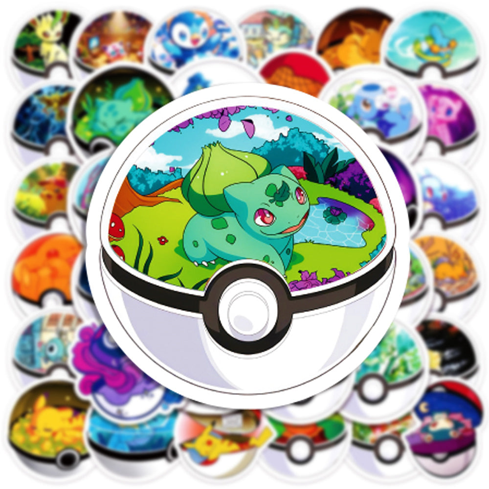 Kawaii Pokemon Stickers Waterproof Pikachu, Poke Ball Decals for Kids Laptops, Skateboards & More