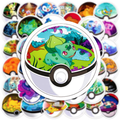 Kawaii Pokemon Stickers Waterproof Pikachu, Poke Ball Decals for Kids Laptops, Skateboards & More