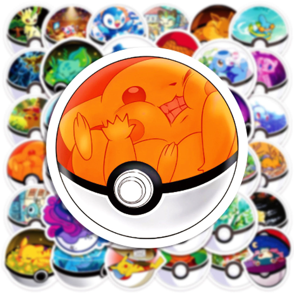Kawaii Pokemon Stickers Waterproof Pikachu, Poke Ball Decals for Kids Laptops, Skateboards & More