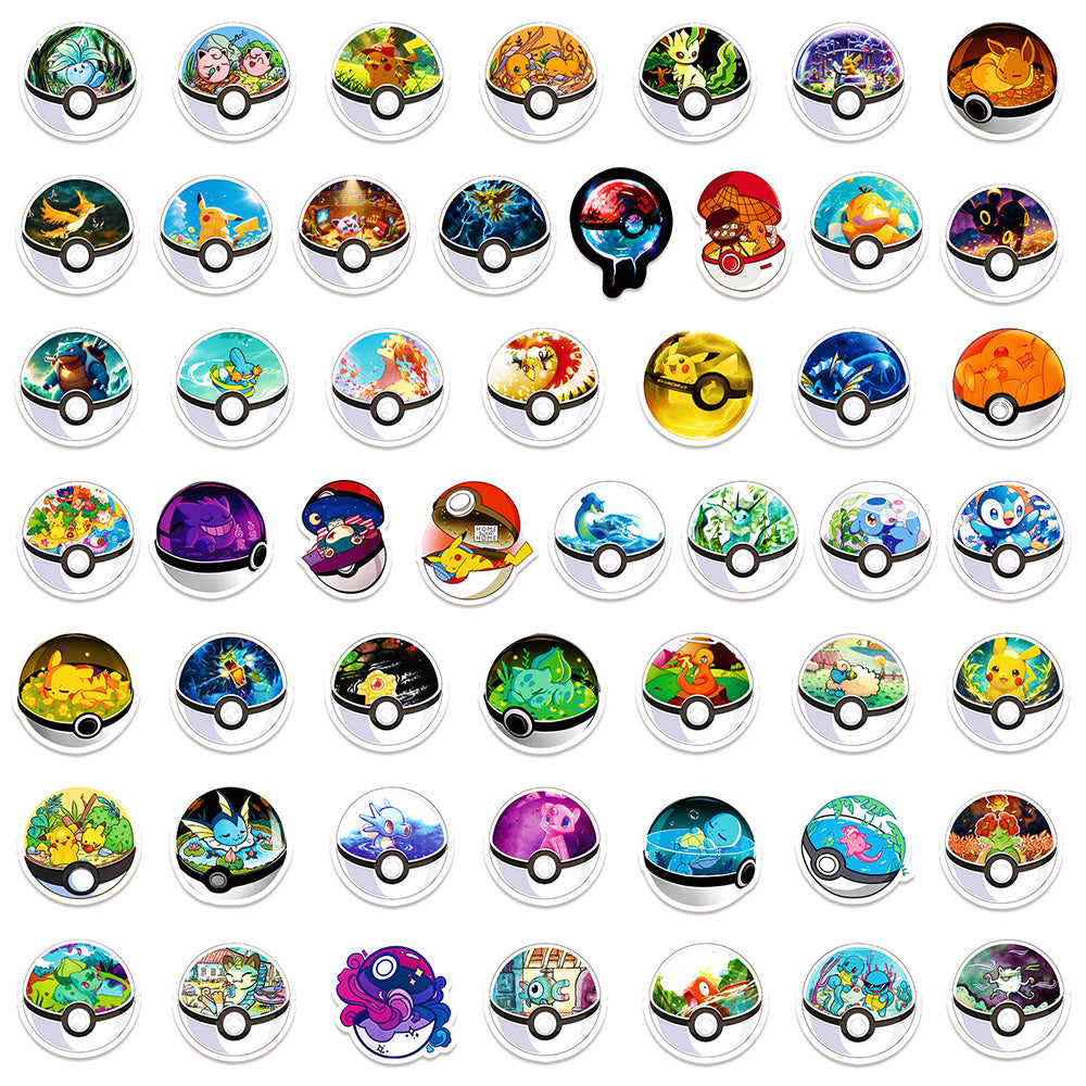 Kawaii Pokemon Stickers Waterproof Pikachu, Poke Ball Decals for Kids Laptops, Skateboards & More