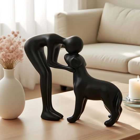 Elegant Dog and Owner Statue Decor