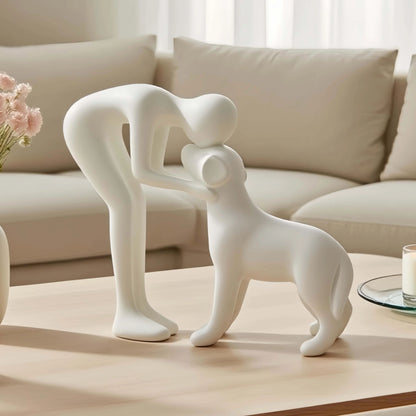 Elegant Dog and Owner Statue Decor