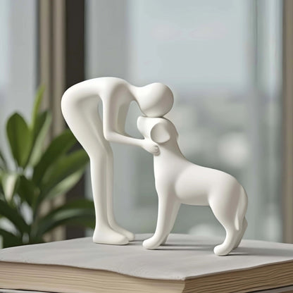 Elegant Dog and Owner Statue Decor