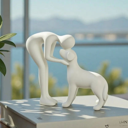 Elegant Dog and Owner Statue Decor