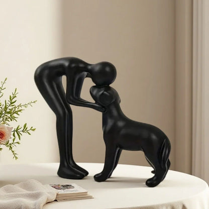 Elegant Dog and Owner Statue Decor