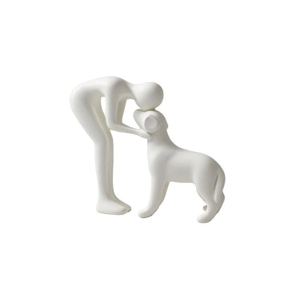 Elegant Dog and Owner Statue Decor