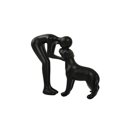 Elegant Dog and Owner Statue Decor