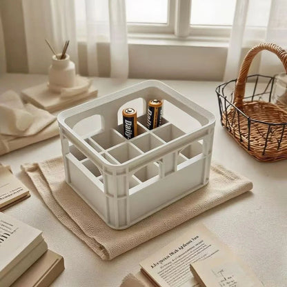 Retro Industrial Battery Storage Box Organizer for Desk & Home